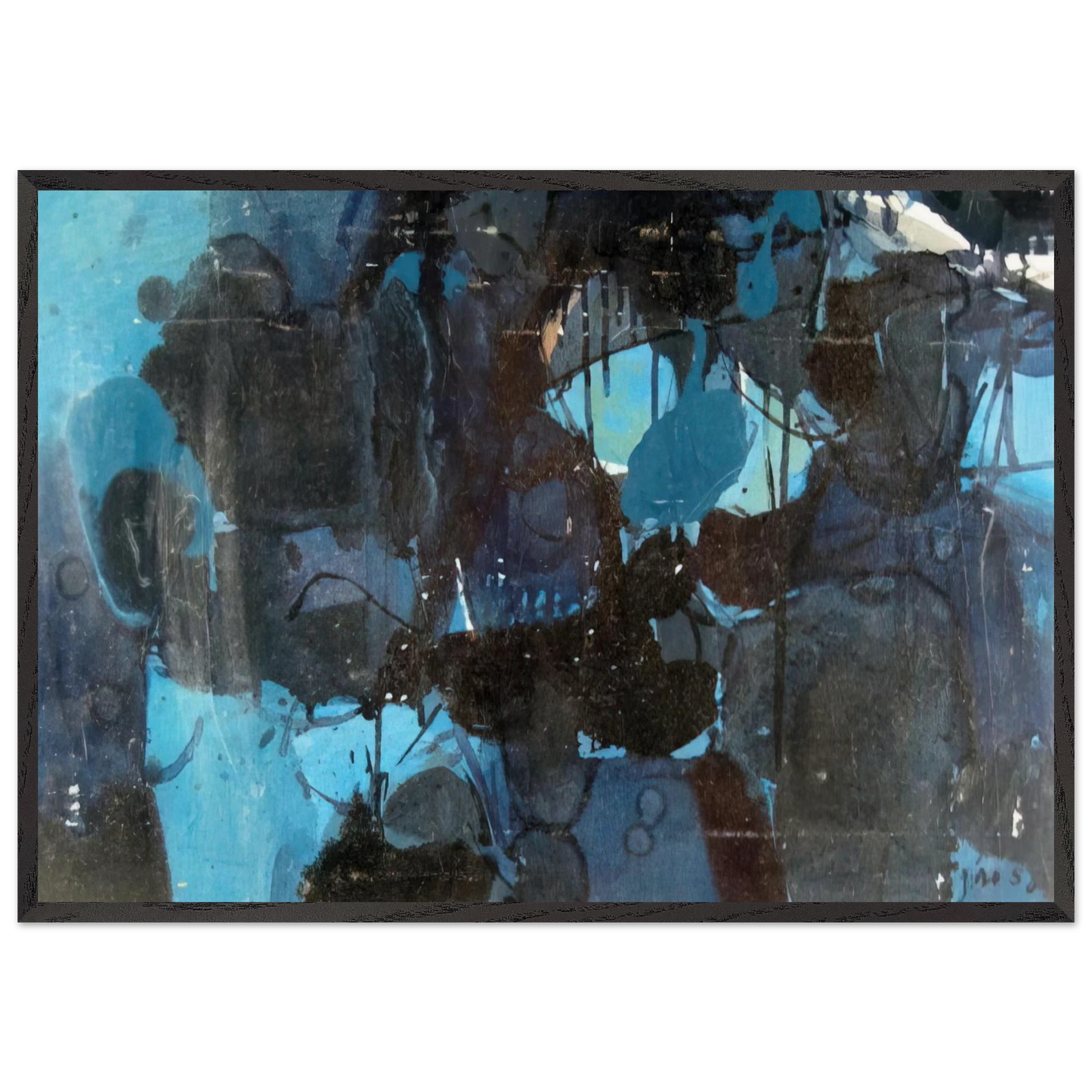 Untitled - 1950 N5 - Jiro Yoshihara 70x100 cm / 28x40 inches Framed Art Print – Black Wooden Frame