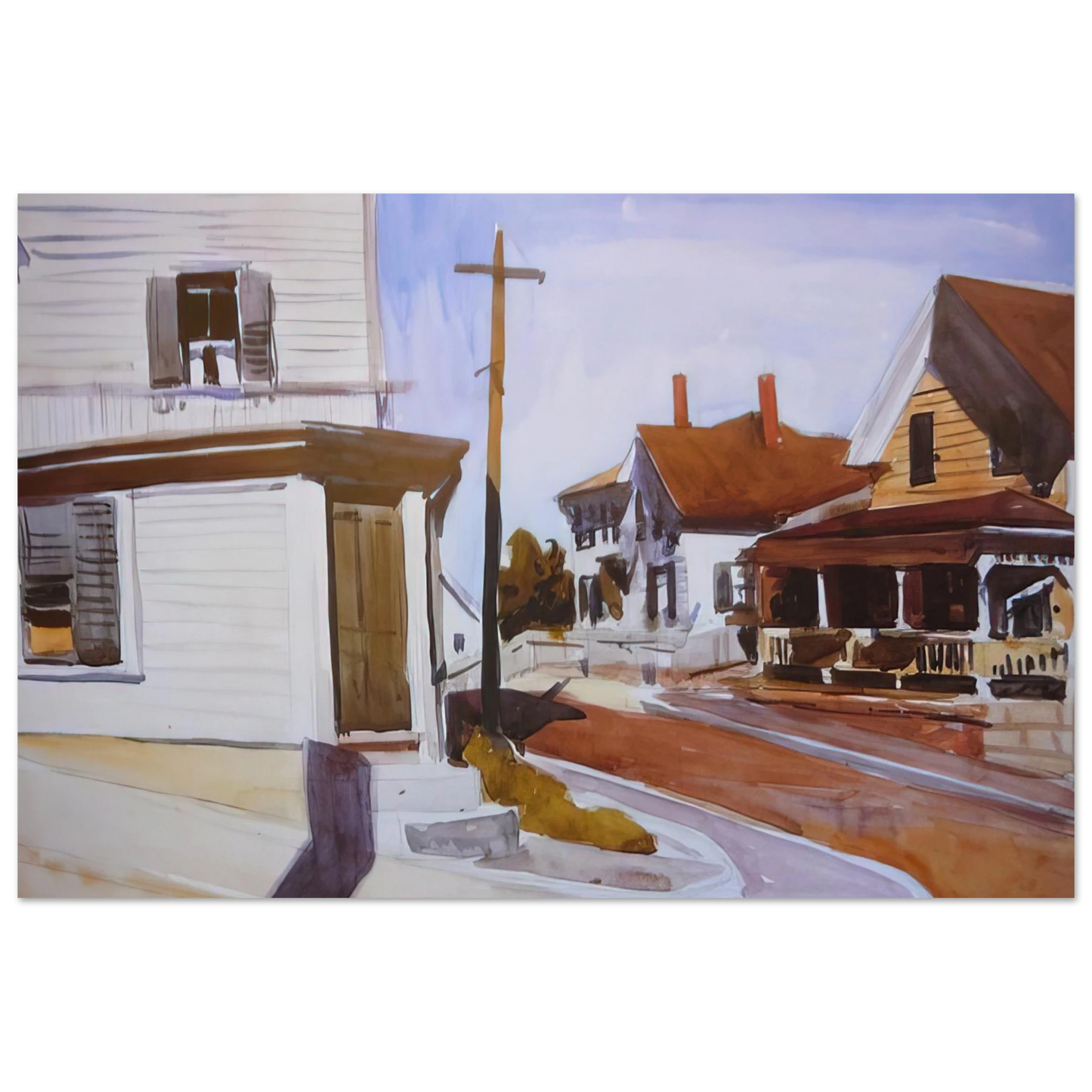 Edward Hopper - Street Corner Fine Art Poster - 40x60 cm / 16x24 inches