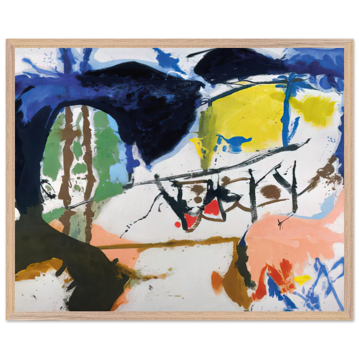 Helen Frankenthaler - Acres - 1959 Wall art - A1 (59.4 x 84.1 cm) - Premium Wooden Framed Poster With Fine Art Paper - Black frame