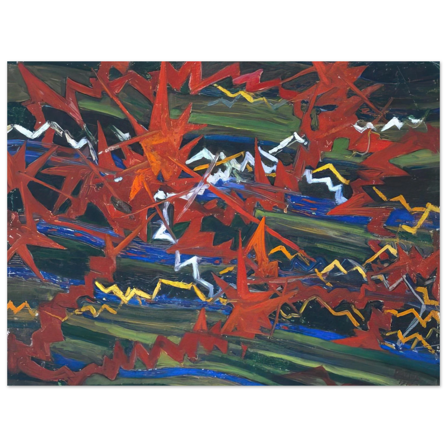 Gerardo Dottori - Explosion of Red on Green Fine Art Poster - Default Title