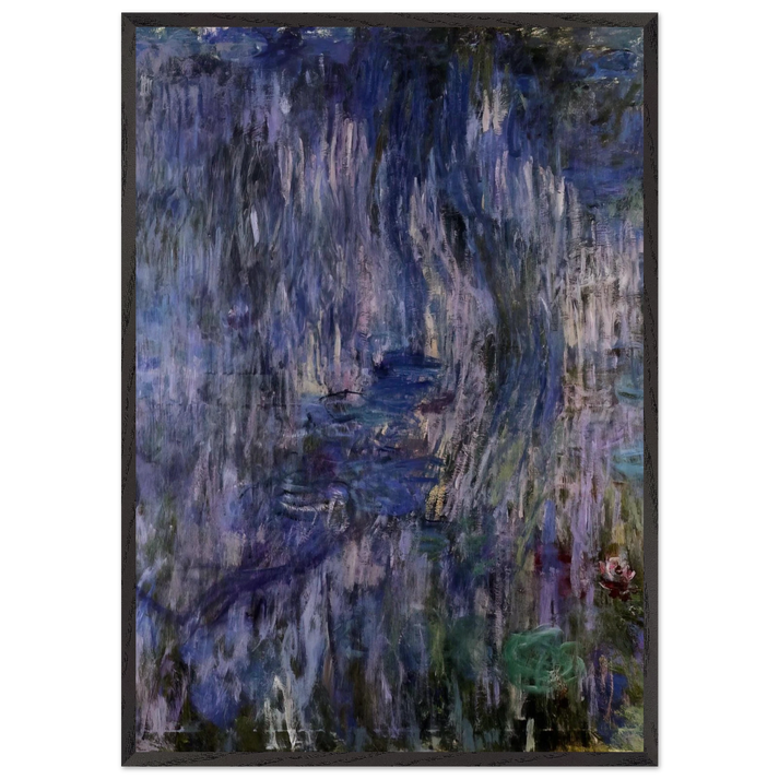 Water Lilies Reflection of a Weeping Willows - claude monet 70x100 cm / 28x40 inches Framed Art Print – Black Wooden Frame