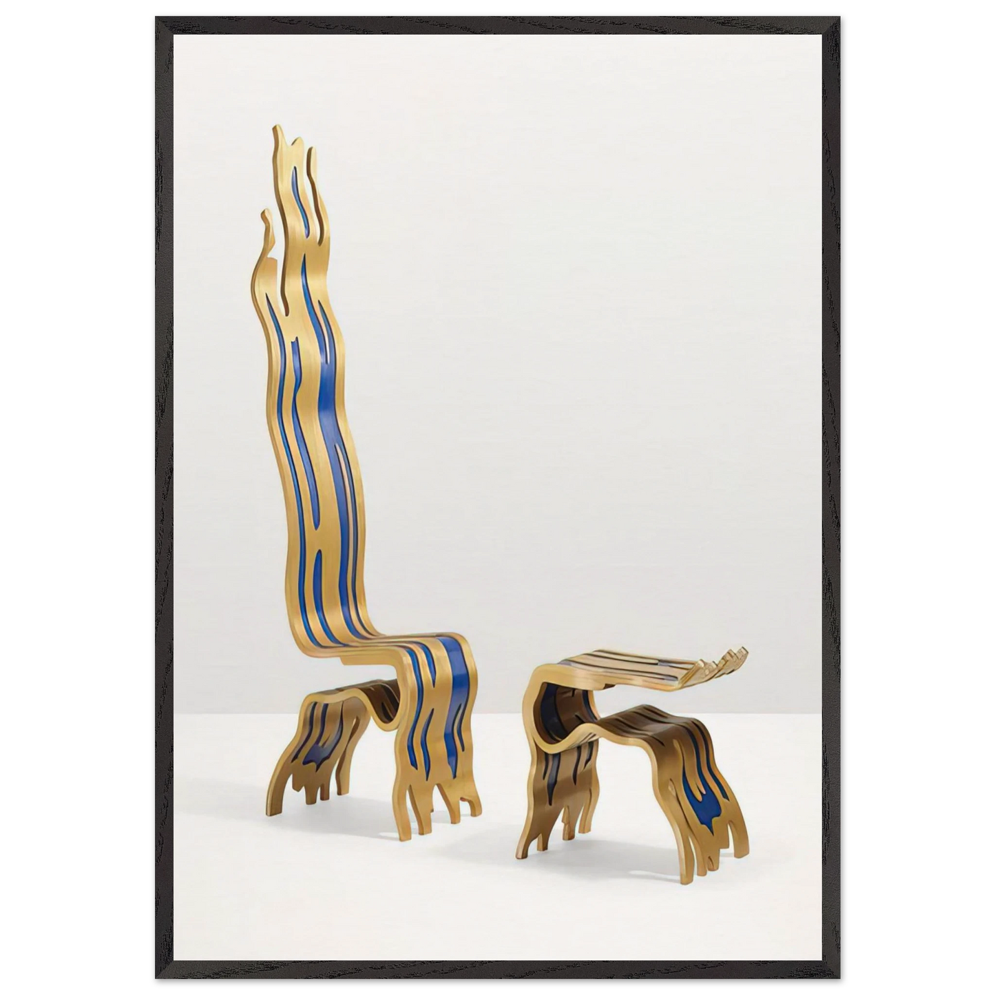 BRUSHSTROKE CHAIR AND OTTOMAN 1988 - Roy Lichtenstein 70x100 cm / 28x40 inches Framed Art Print – Black Wooden Frame