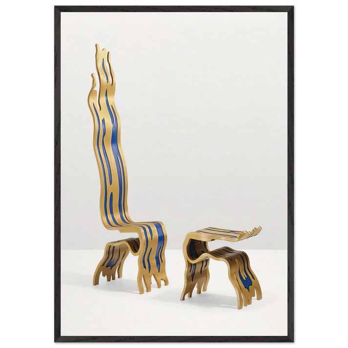 BRUSHSTROKE CHAIR AND OTTOMAN 1988 - Roy Lichtenstein 70x100 cm / 28x40 inches Framed Art Print – Black Wooden Frame