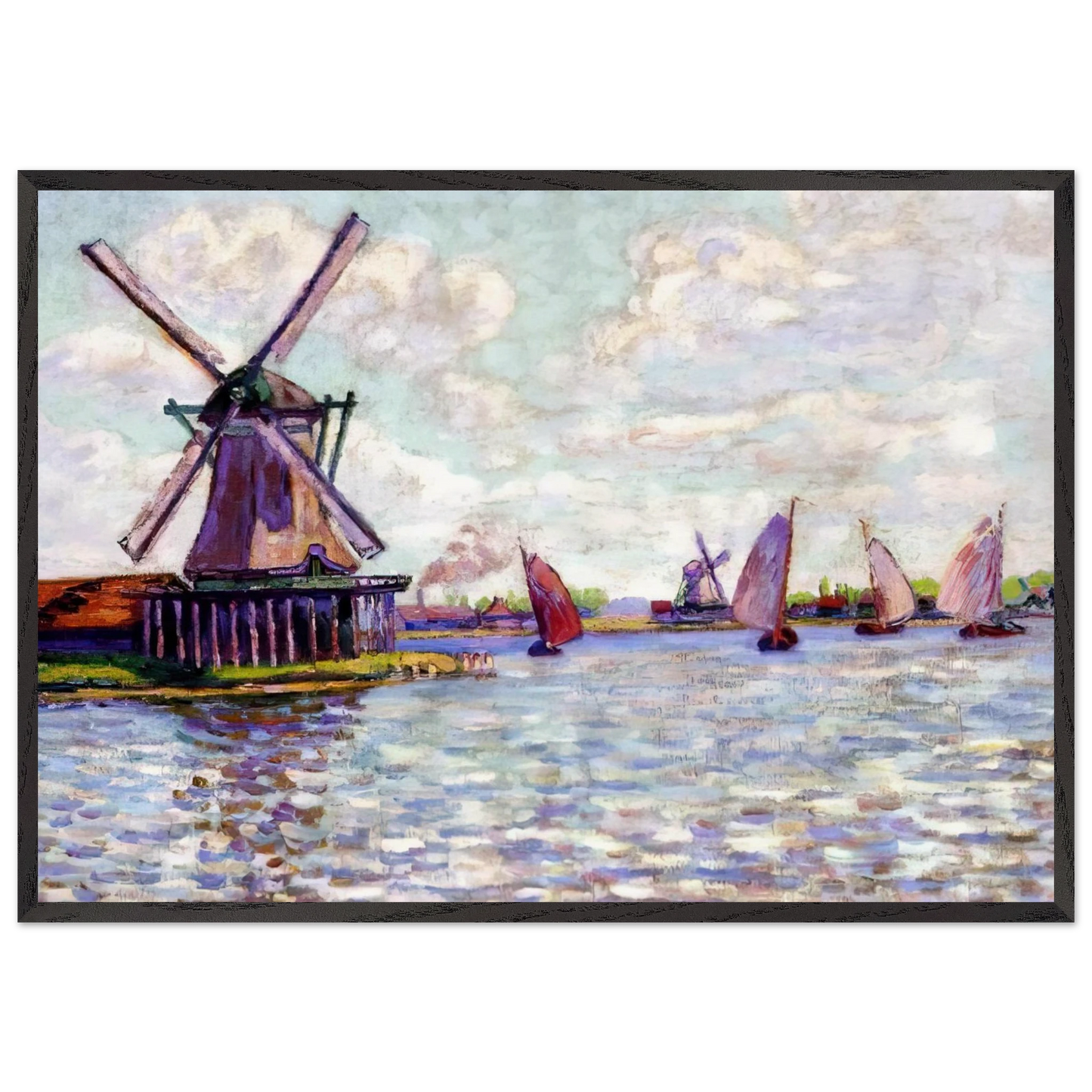 Moulins en Hollandee - 1904 - Armand Guillaumin Framed Art Print – Black Wooden Frame - Default Title - -Framed Art Print