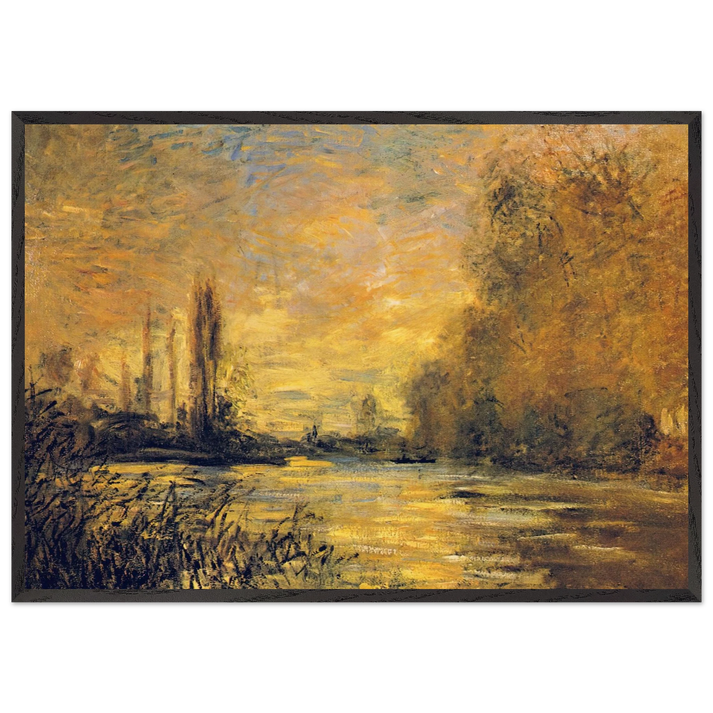 The Small Arm of the Seine at Argenteuil - claude monet 70x100 cm / 28x40 inches Framed Art Print – Black Wooden Frame