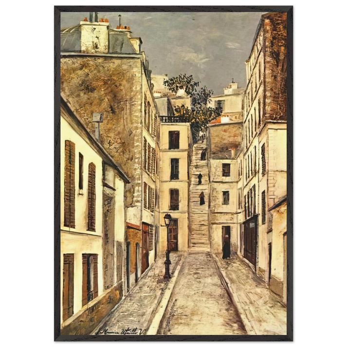 THE PASSAGE THE DEAD END - Maurice Utrillo 70x100 cm / 28x40 inches Framed Art Print – Black Wooden Frame