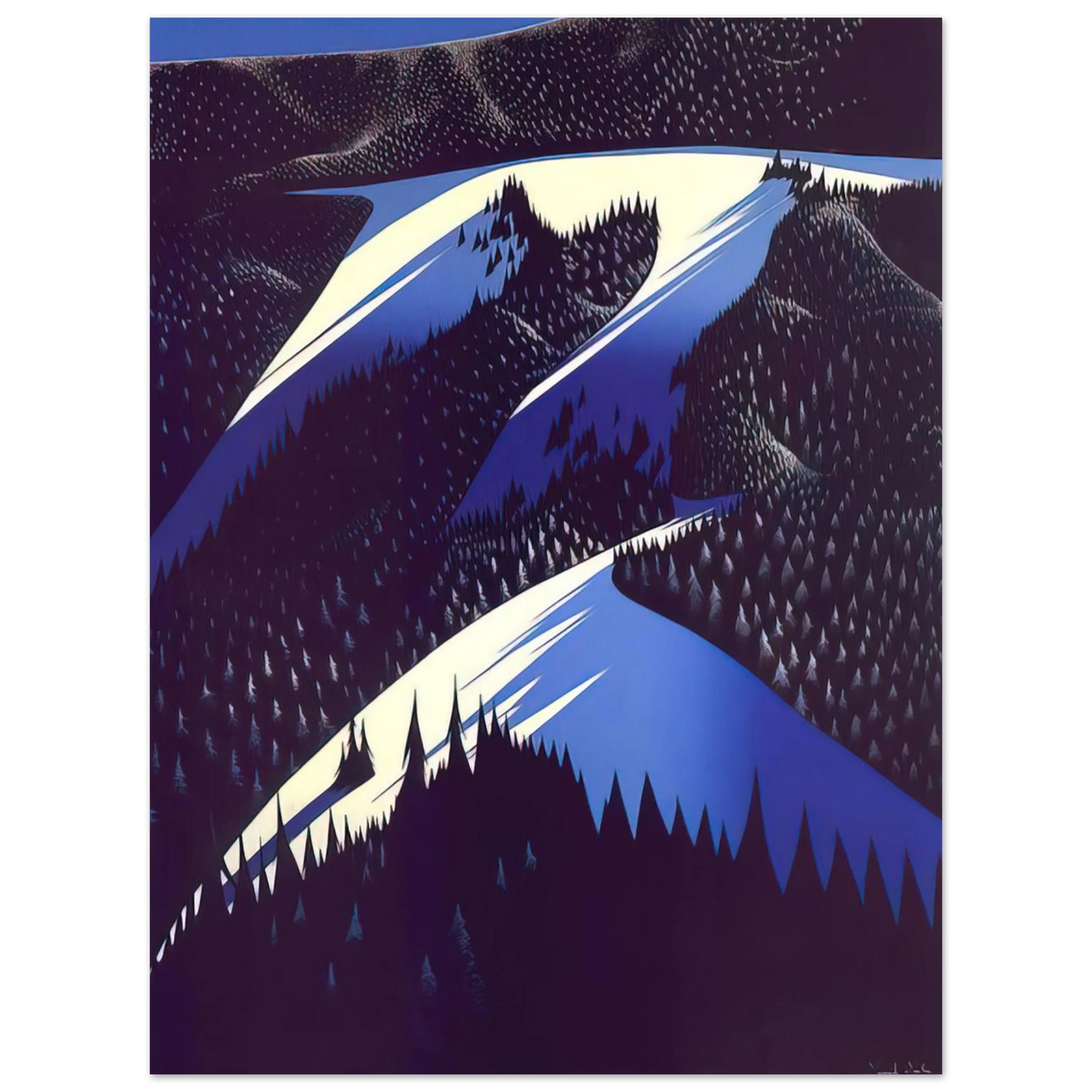 Eyvind Earle - Black Evergreen Forest Fine Art Poster - Default Title