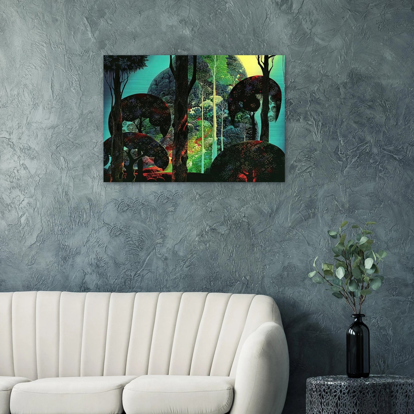 Fired by Sun - Eyvind Earle Brushed Aluminum Print - 70x100 cm / 28x40 inches | Eyvind Earle Aluminum Print | Eyvind Earle Prints