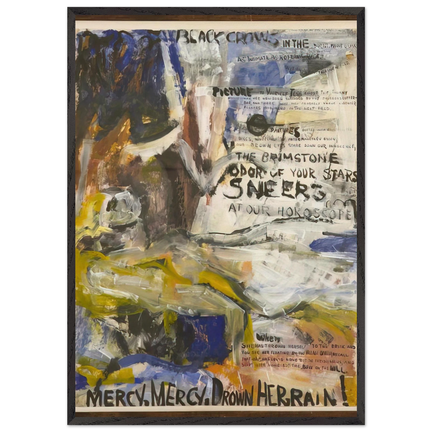 THE ORANGES NO 1 BLACK CROWS 1949 - Grace Hartigan 70x100 cm / 28x40 inches Framed Art Print – Black Wooden Frame