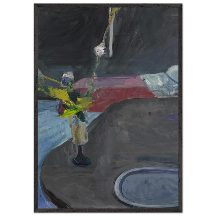 Interior with Flowers - Richard Diebenkorn 70x100 cm / 28x40 inches Framed Art Print – Black Wooden Frame