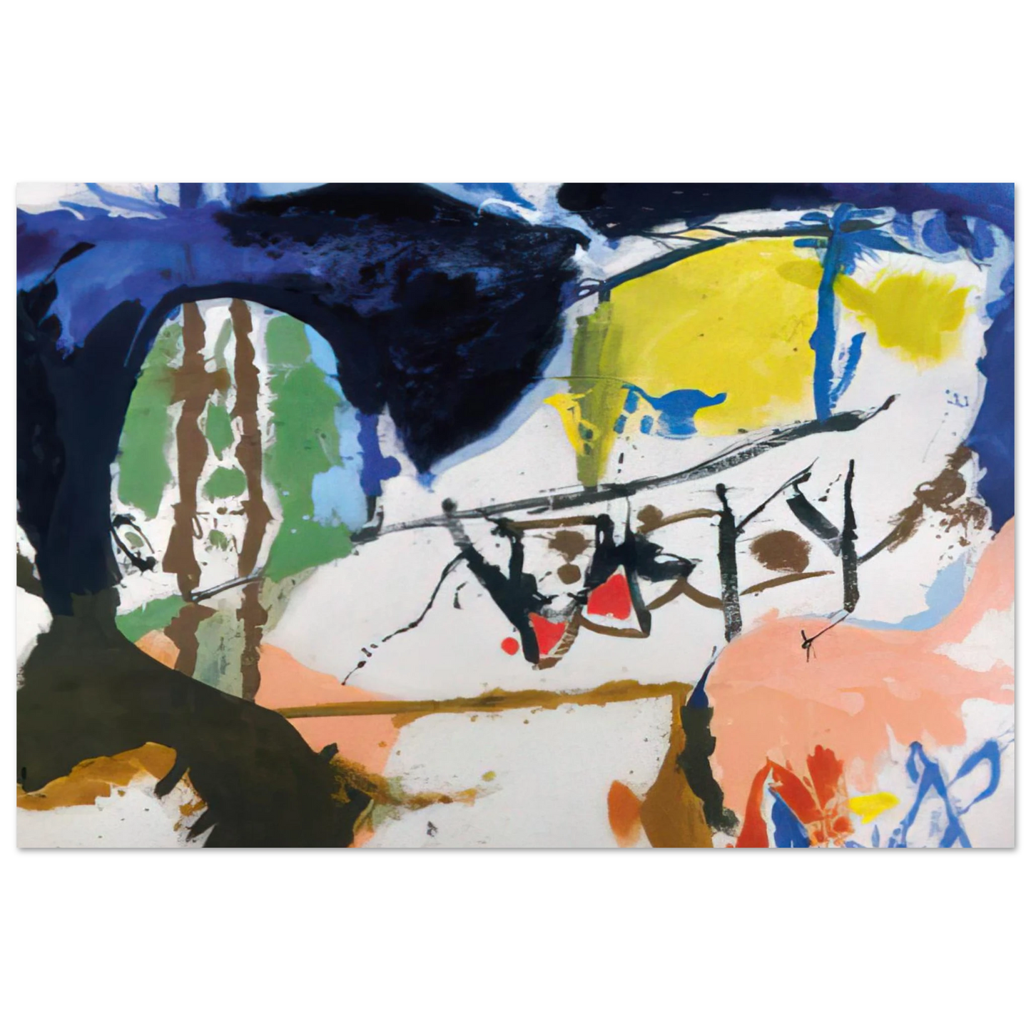 Helen Frankenthaler - Acres - 1959 Wall art - 27x35 cm / 11x14 inches - Premium Wooden Framed Poster With Fine Art Paper - Black frame