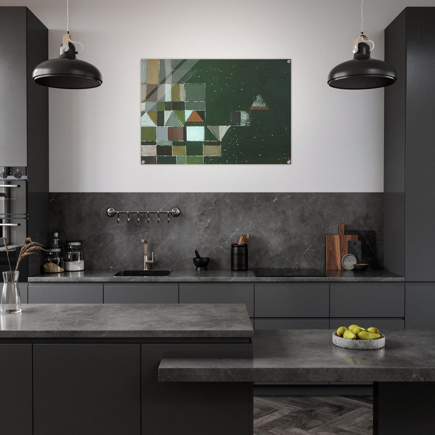 Square Motif Green Lilac - 1948 - Victor Pasmore Acrylic Print - 70x100 cm / 28x40″ inches