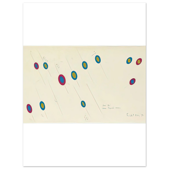 Bridget Riley - OVAL AXIS CERISE TURQUOISE OCHRE 1970 75x100 cm / 30x40inches Fine Art Poster