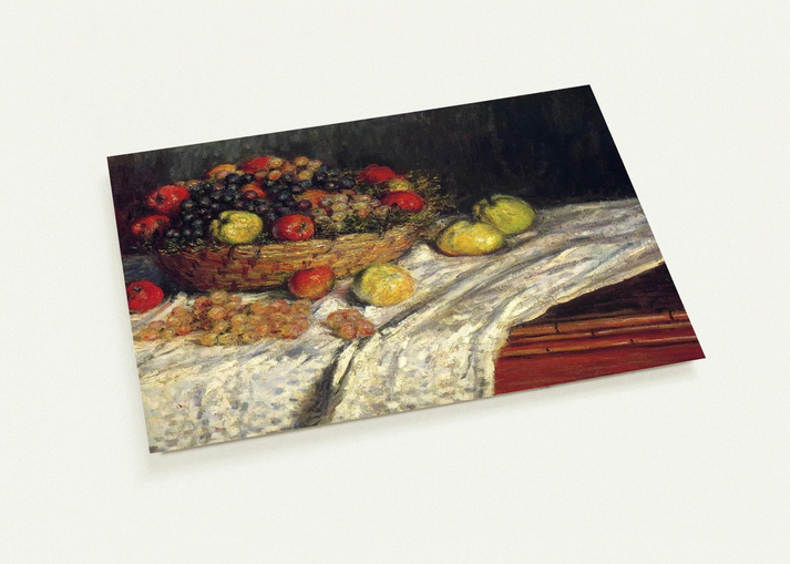 Fruit Basket with Apples and Grapes By claude monet Pack of 10 Post Cards | claude monet Post Cards | A6 (10.5 x 14.8 cm) - 4.1 x 5.8 inches
