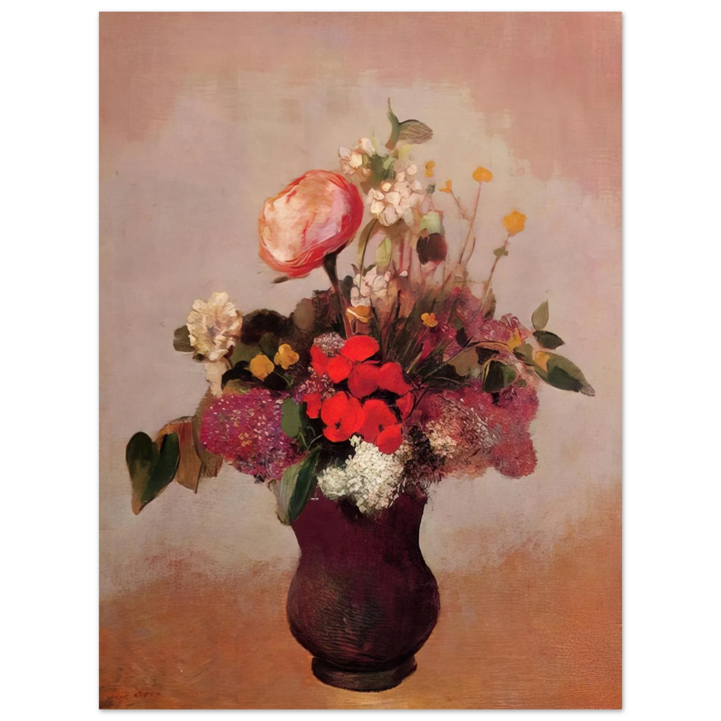 Odilon Redon - FLOWERS IN AA BROWN VASE Fine Art Poster - Default Title
