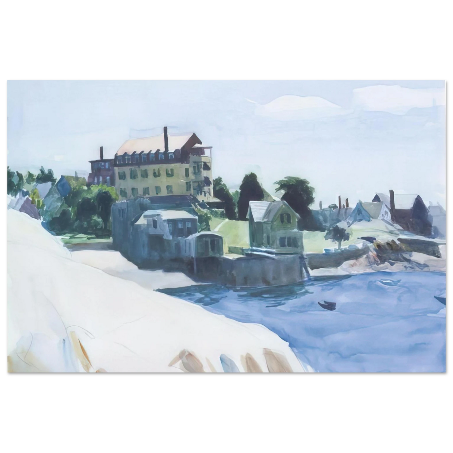 Edward Hopper - Small Town on Cove Fine Art Poster - 40x60 cm / 16x24 inches