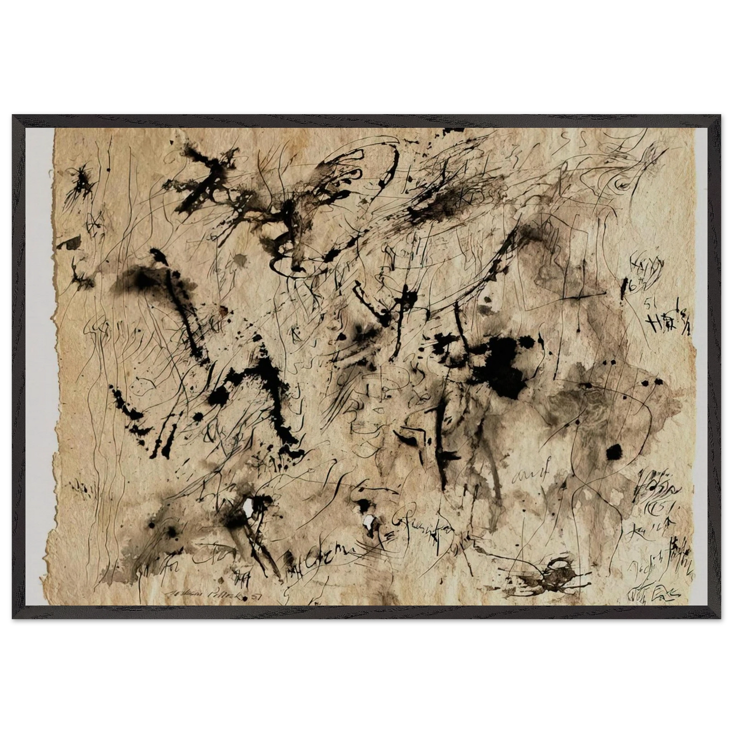 UNTITLED 1951 1 - Jackson Pollock Framed Art Print – Black Wooden Frame - Default Title - -Framed Art Print