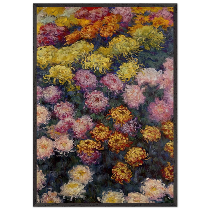 Bed of Chrysanthemums - claude monet 70x100 cm / 28x40 inches Framed Art Print – Black Wooden Frame