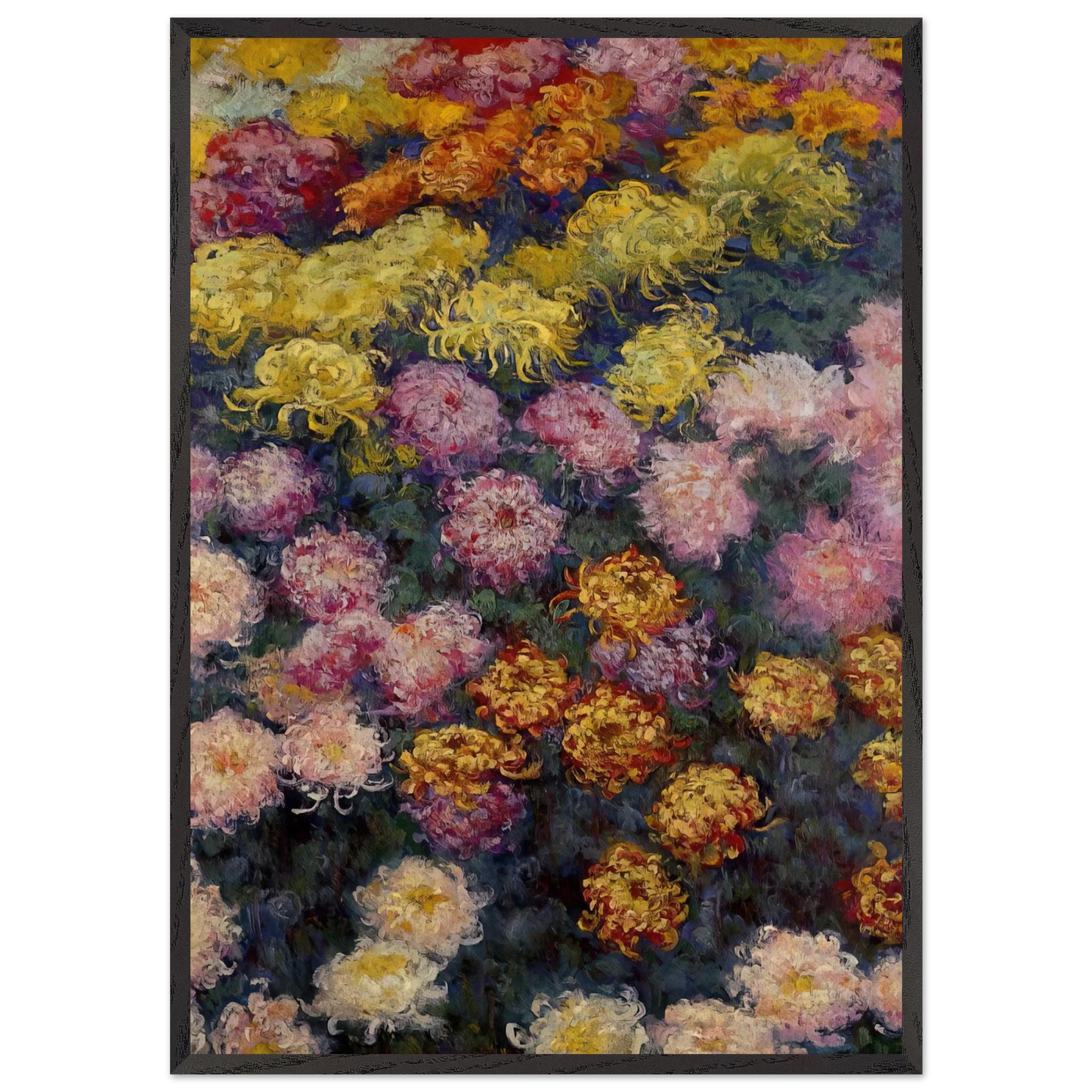 Bed of Chrysanthemums - claude monet Framed Art Print – Black Wooden Frame - Default Title - -Framed Art Print