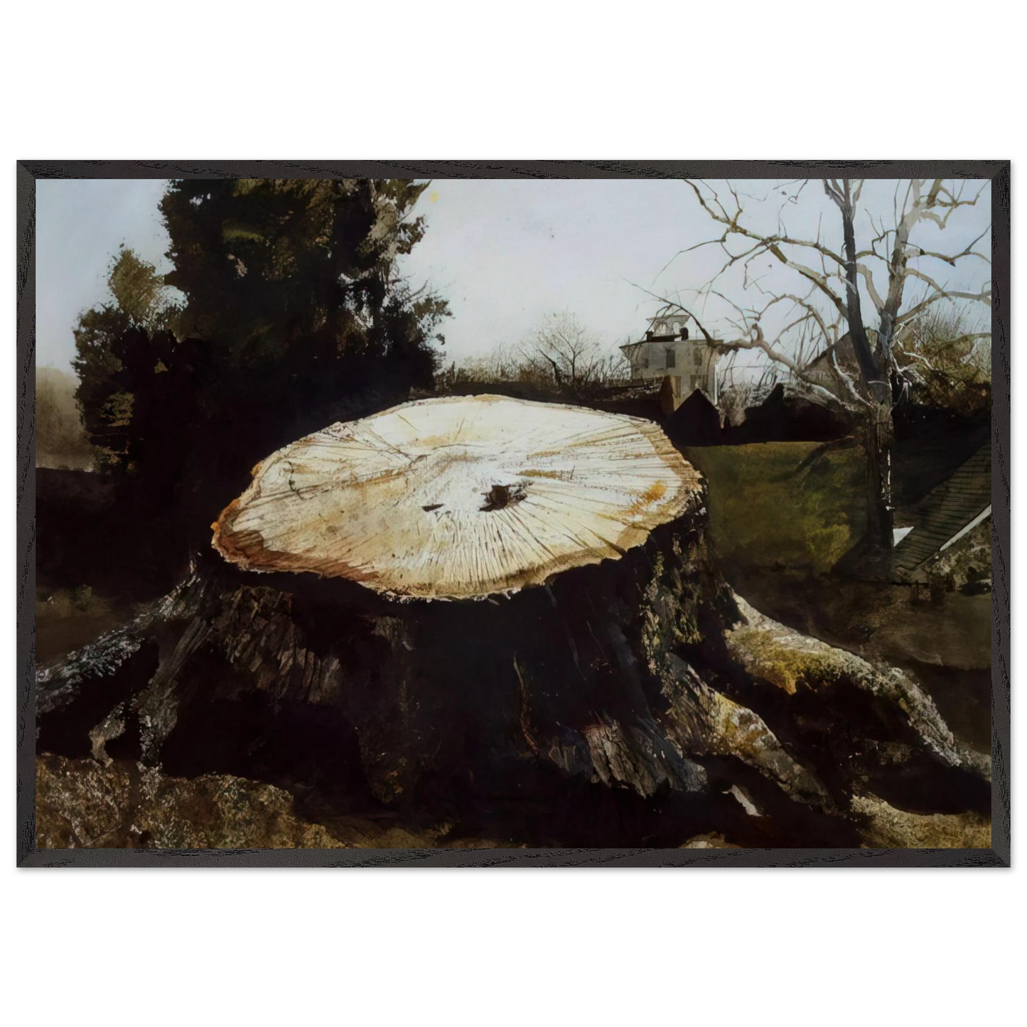 THE BIG OAK - Andrew Wyeth Framed Art Print – Black Wooden Frame - Default Title - -Framed Art Print