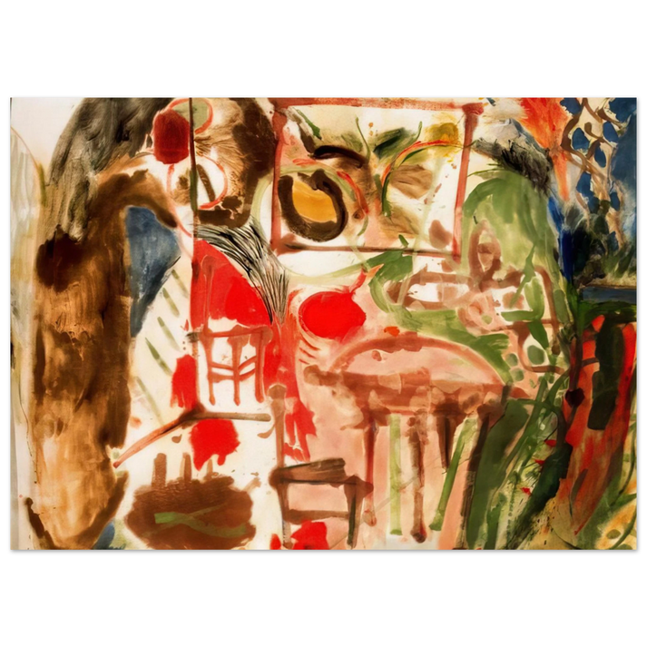 Helen Frankenthaler - Interior - 1957 Wall art - 50x70 cm / 20x28 inches - Premium Wooden Framed Poster With Fine Art Paper-canvas - White frame