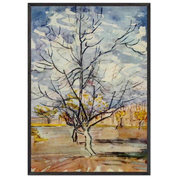 Pink Peach Trees - Vincent van Gogh 70x100 cm / 28x40 inches Framed Art Print – Black Wooden Frame