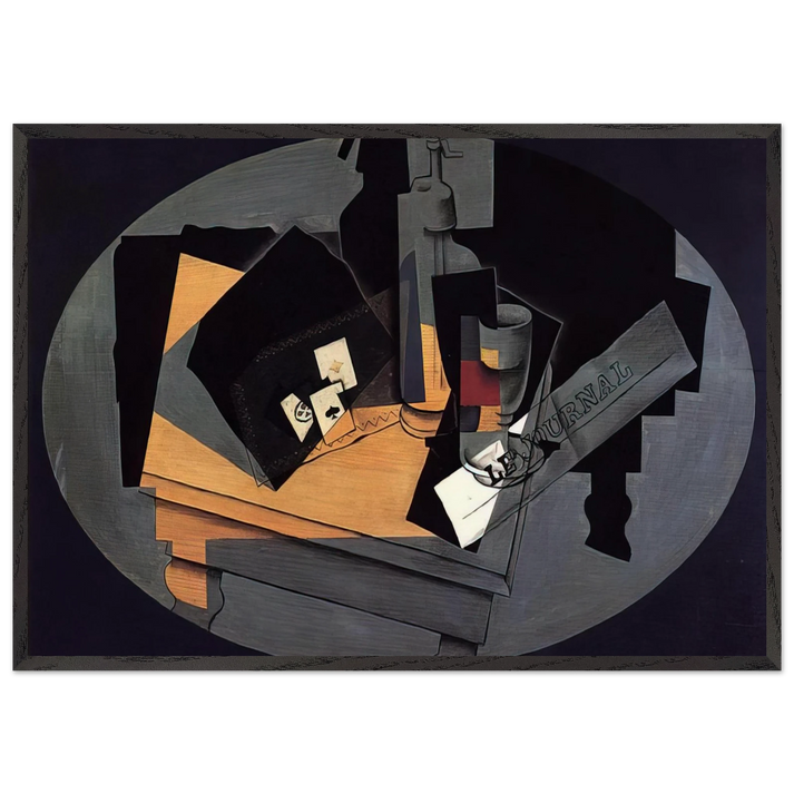 PLAYING CARDS AND SIPHON 1916 - Juan Gris 70x100 cm / 28x40 inches Framed Art Print – Black Wooden Frame