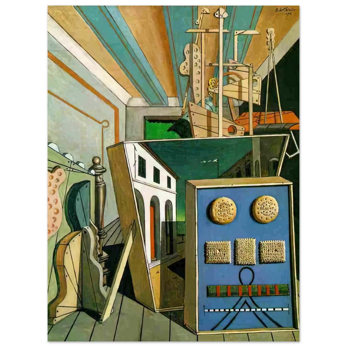 Giorgio de Chirico - METAPHYSICAL INTERIOR WITH BISCUITS 1916 Fine Art Poster - Default Title