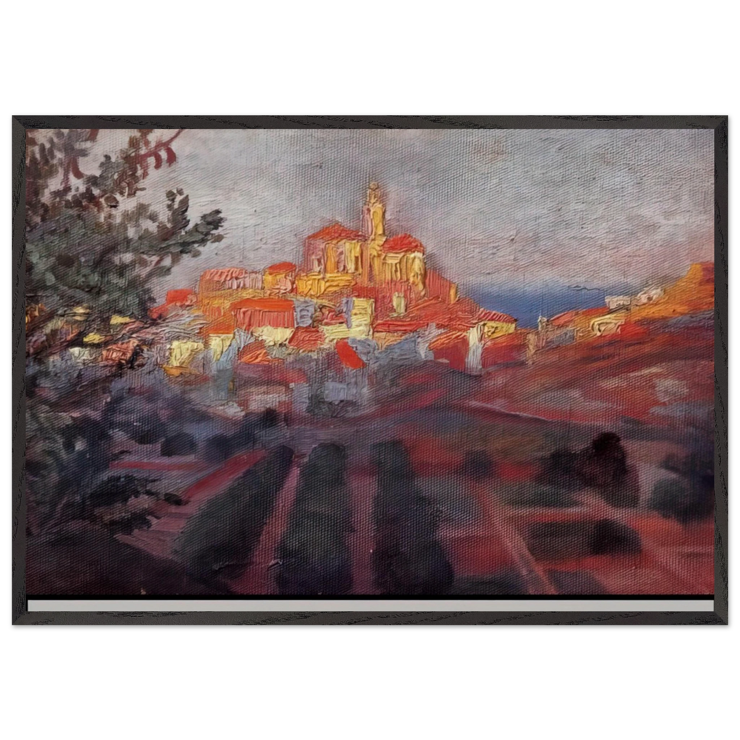 CADAQUES SEEN FROM BEHIND - Salvador Dali Framed Art Print – Black Wooden Frame - Default Title - -Framed Art Print