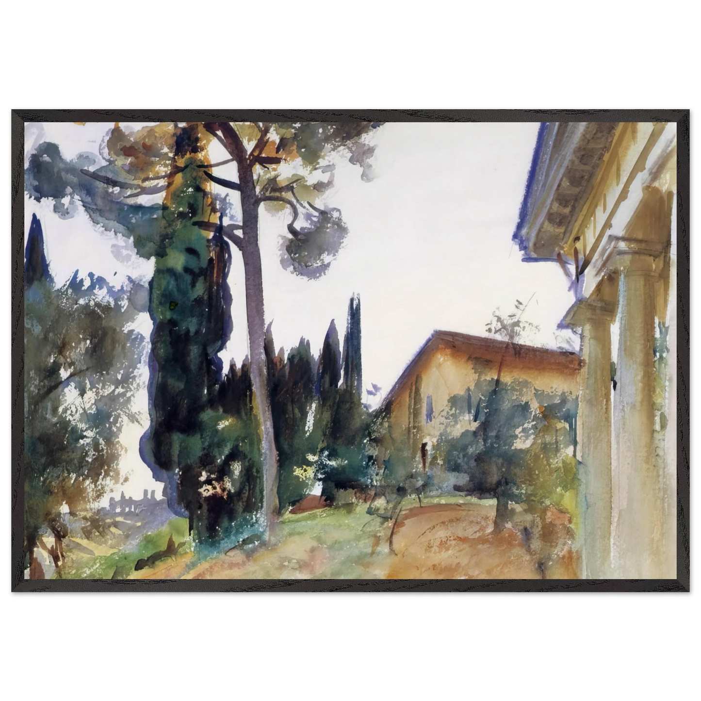 Corfu - John Singer Sargent 70x100 cm / 28x40 inches Framed Art Print – Black Wooden Frame