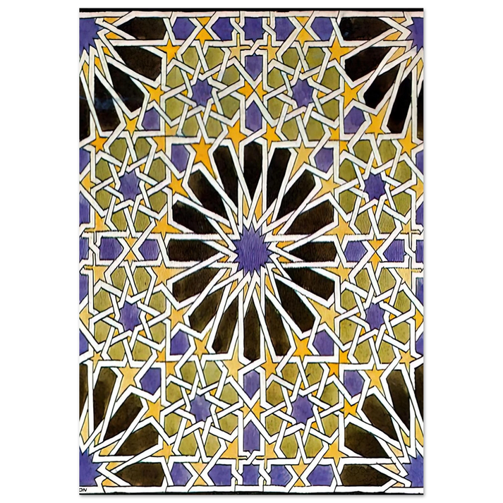 MC Escher - MURAL MOSAIC IN THE ALHAMBRA Wall Art - 21x29.7 cm / 8x12" - Premium Wooden Framed Poster With Fine Art Paper-canvas - Black frame