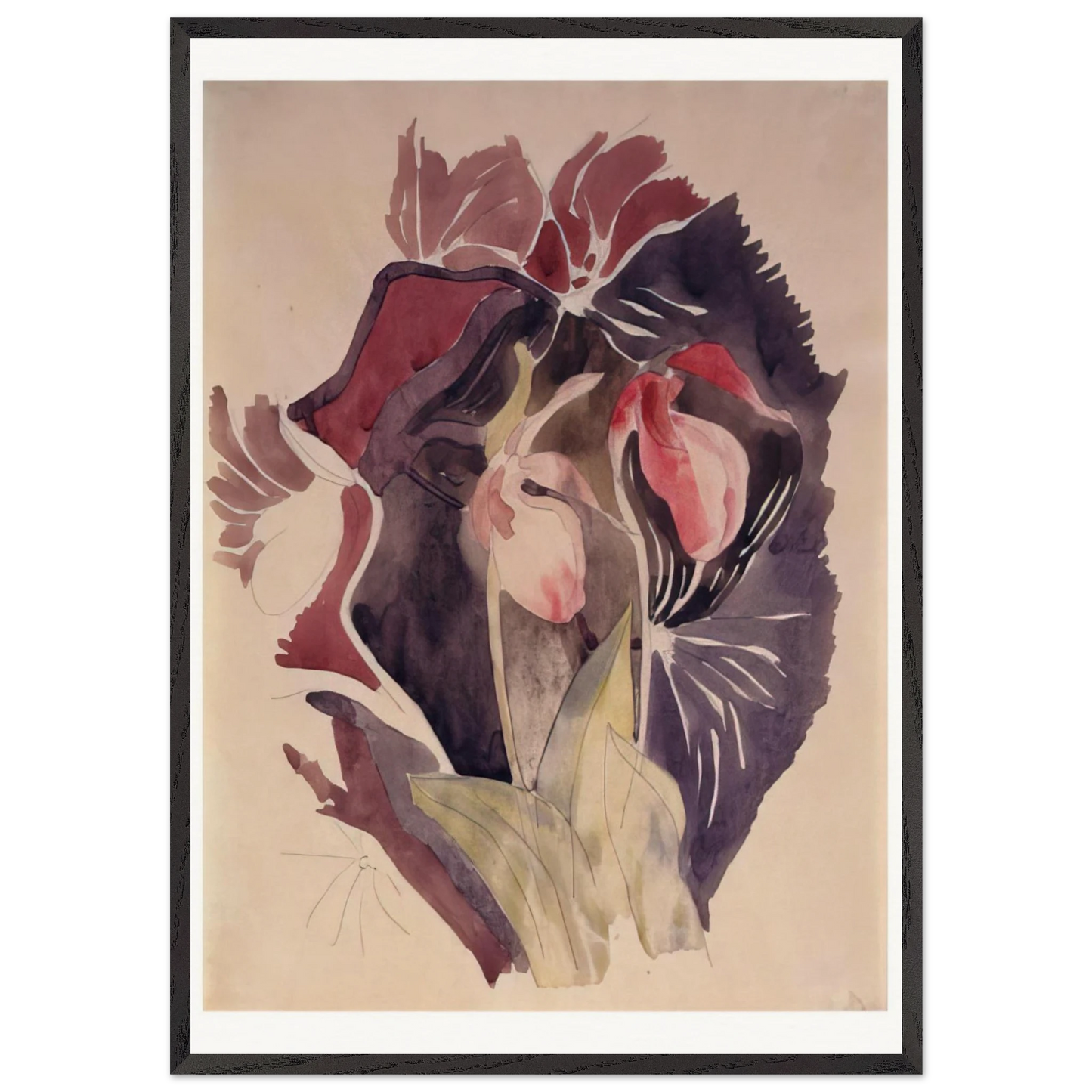 Wild Orchids - 1920 - Charles Demuth Framed Art Print – Black Wooden Frame - Default Title - -Framed Art Print