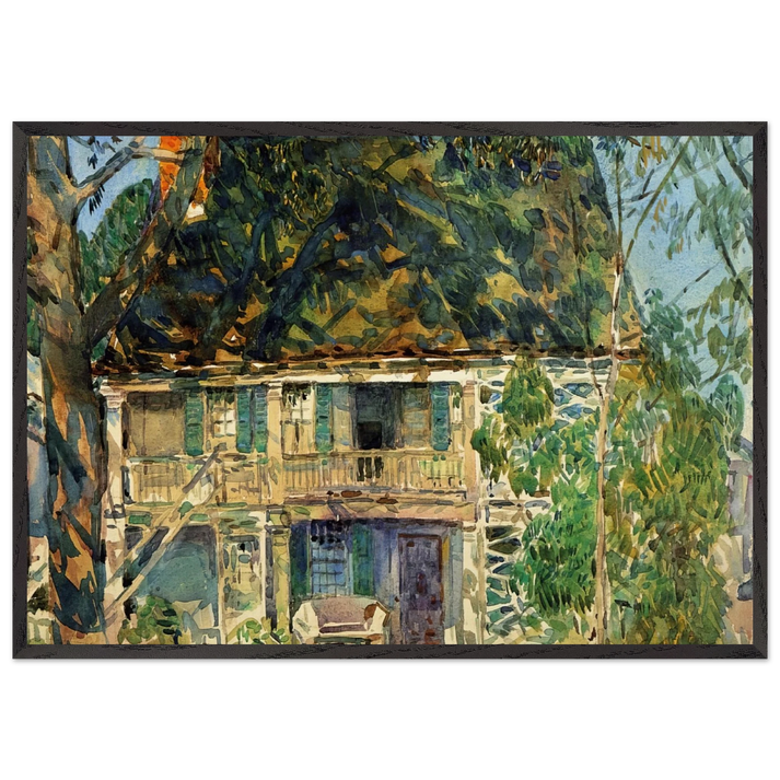 The Brush House - Childe Hassam 70x100 cm / 28x40 inches Framed Art Print – Black Wooden Frame