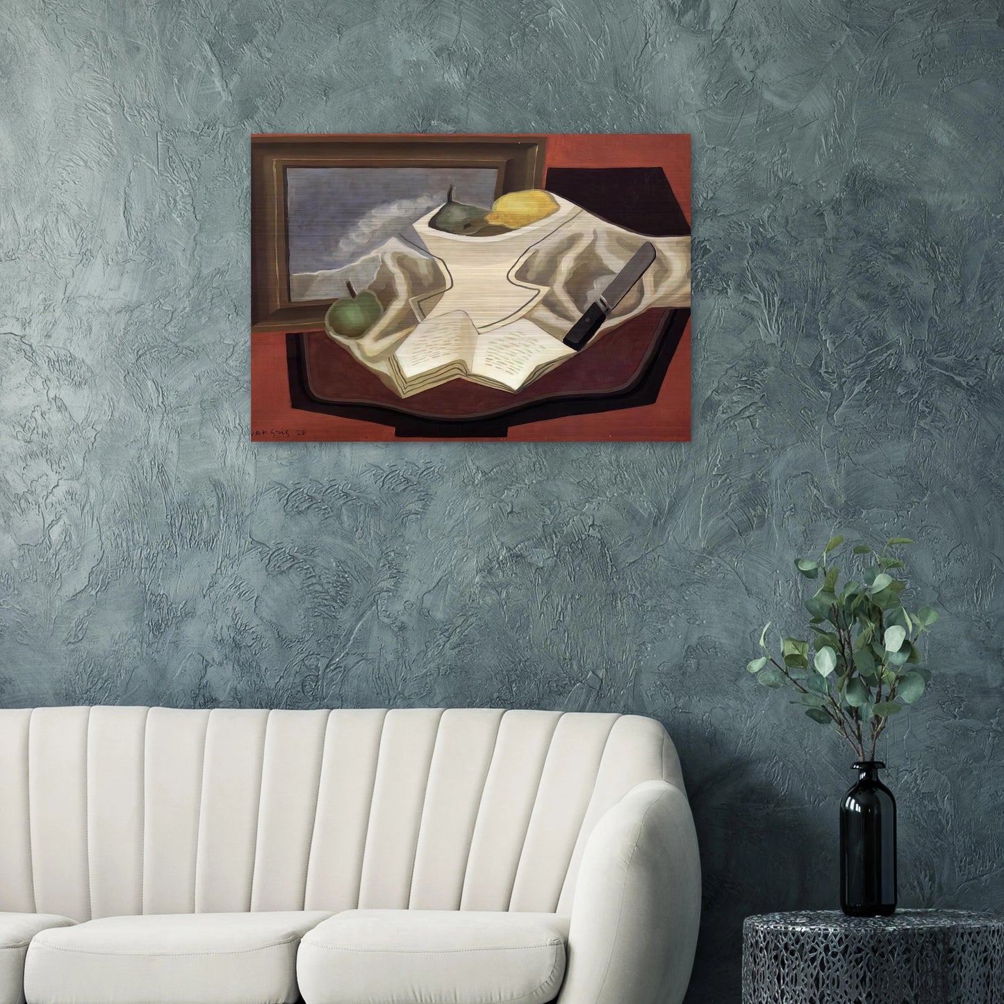 THE TABLE IN FRONT OF THE PICTURE 1926 - Juan Gris Brushed Aluminum Print - 70x100 cm / 28x40 inches | Juan Gris Aluminum Print | Juan Gris Prints