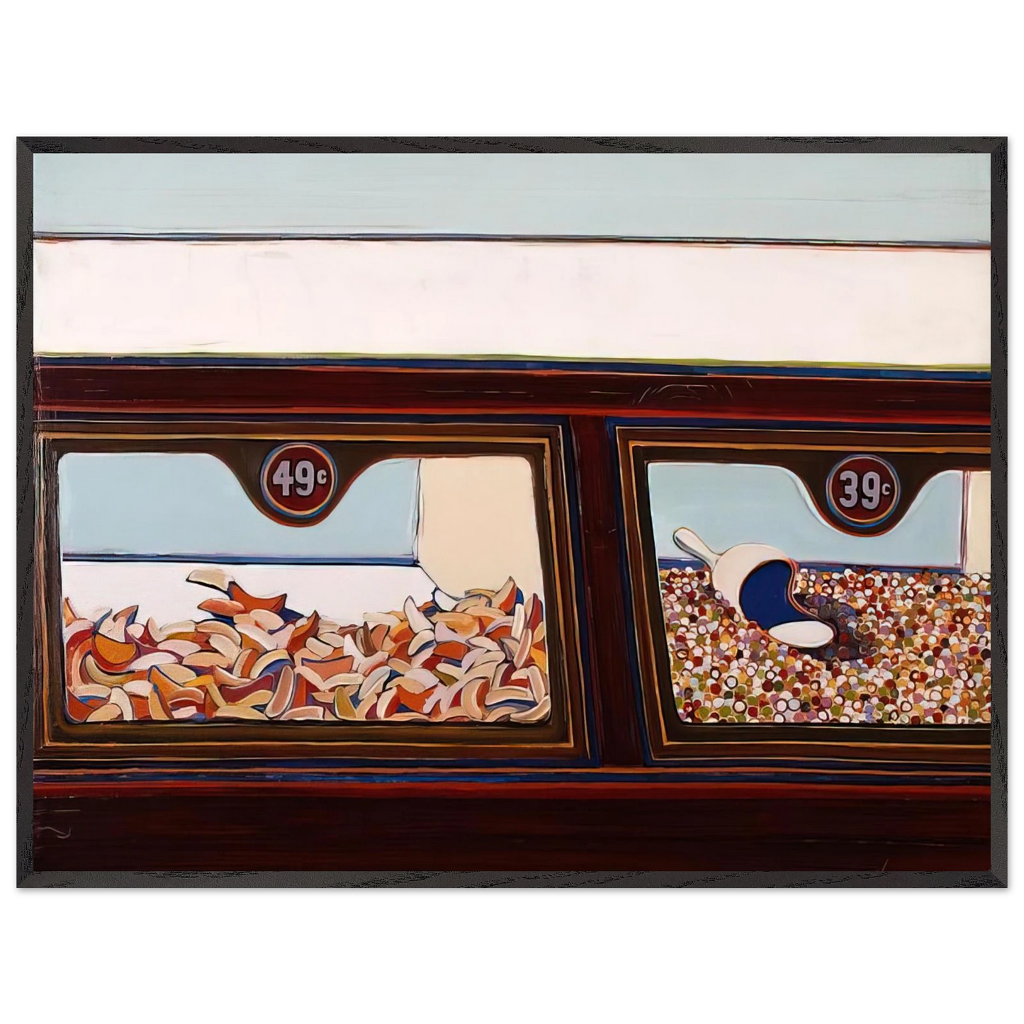 Wayne Thiebaud - Candy Counter - 1963 Wall Art - 60x80 cm / 24x32 inches - Premium Wooden Framed Poster With Fine Art Paper-canvas - White frame