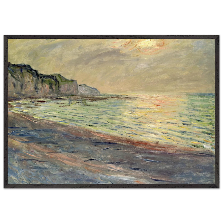 Pourville Sunset - claude monet 70x100 cm / 28x40 inches Framed Art Print – Black Wooden Frame