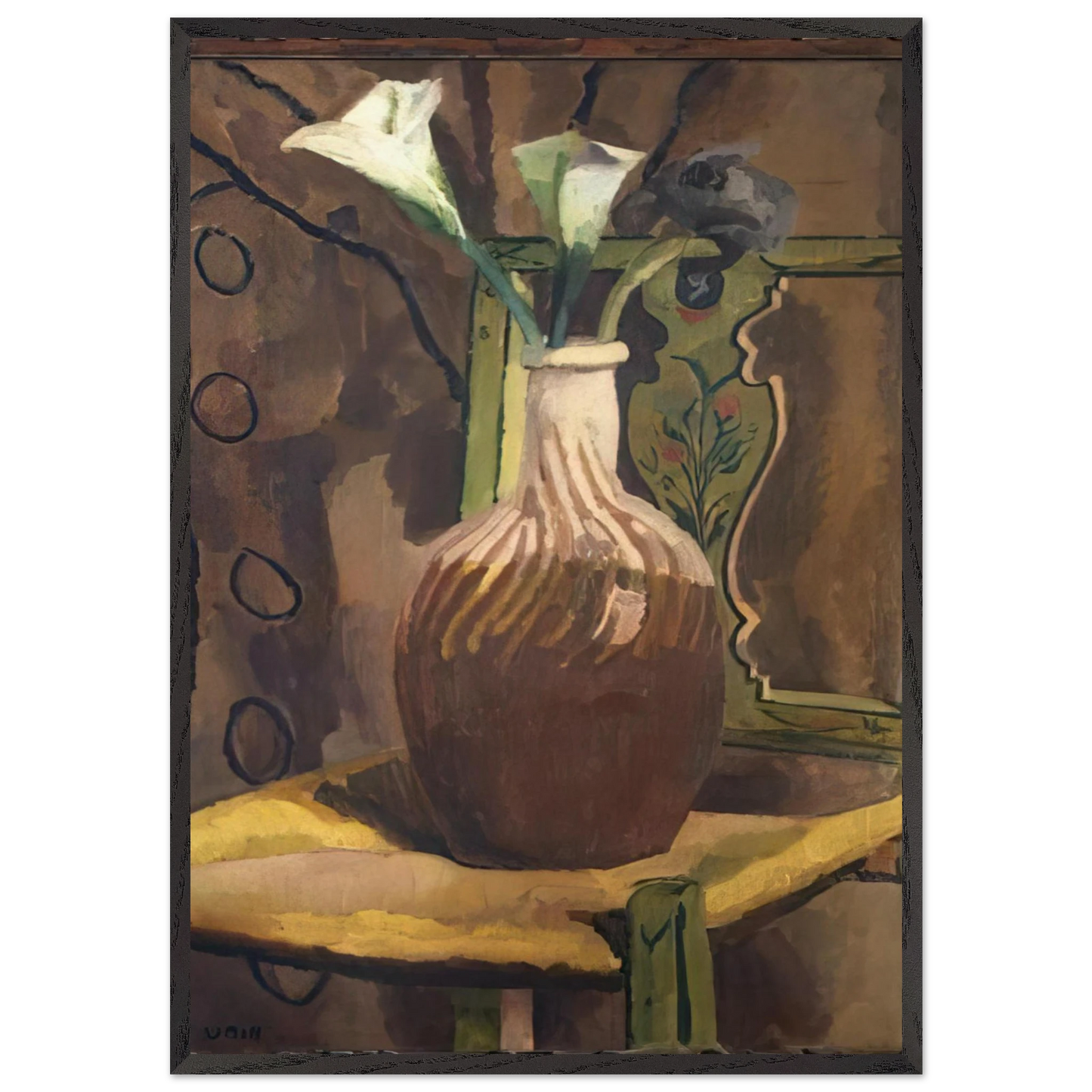 ARUM LILIES 1919 - Vanessa Bell 70x100 cm / 28x40 inches Framed Art Print – Black Wooden Frame
