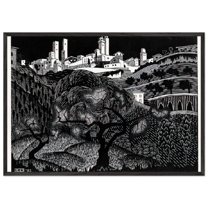 ESCHER 10 - MC Escher 70x100 cm / 28x40 inches Framed Art Print – Black Wooden Frame | Maurits Cornelis Escher Prints