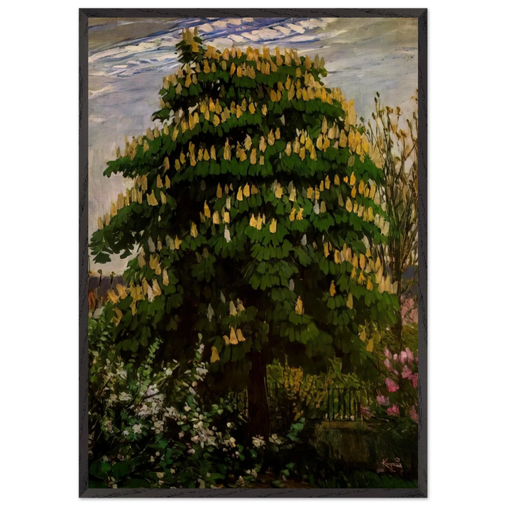 The chestnut tree in blossom - Frantisek Kupka 70x100 cm / 28x40 inches Framed Art Print – Black Wooden Frame