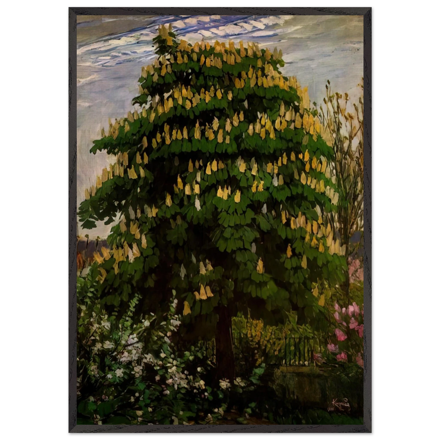 The chestnut tree in blossom - Frantisek Kupka Framed Art Print – Black Wooden Frame - Default Title - -Framed Art Print