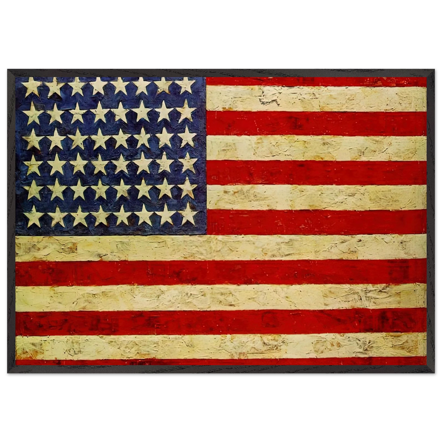 FLAG - Jasper Johns 70x100 cm / 28x40 inches Framed Art Print – Black Wooden Frame