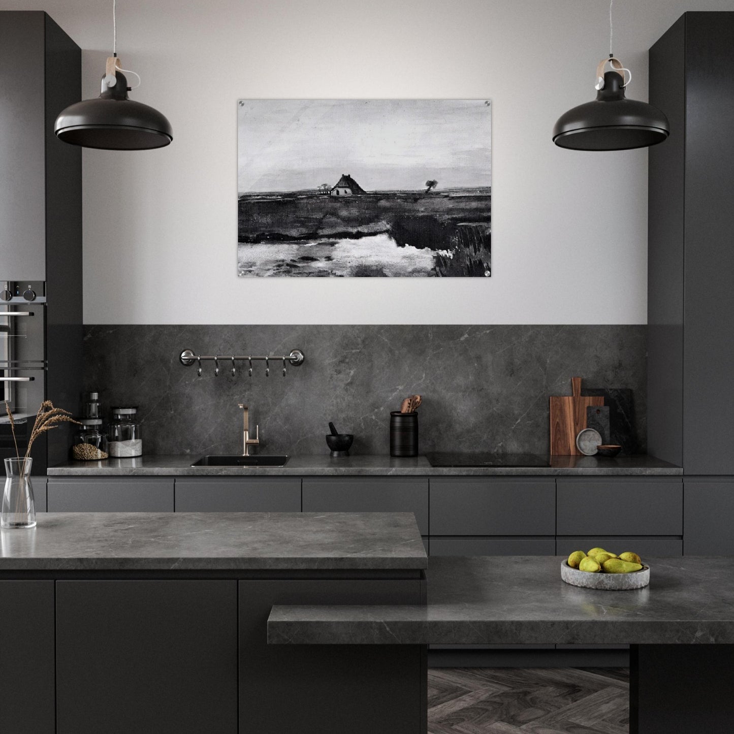 Landscape with a Farm - Vincent van Gogh Acrylic Print - 70x100 cm / 28x40″ inches