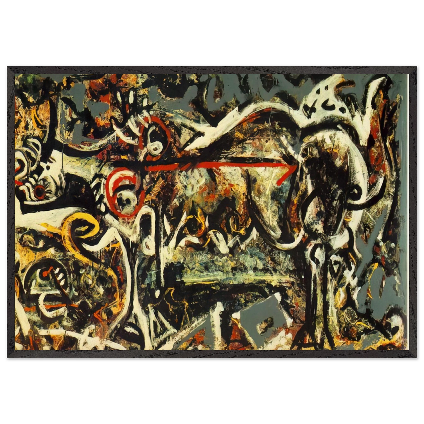 THE SHE WOLF - Jackson Pollock Framed Art Print – Black Wooden Frame - Default Title - -Framed Art Print