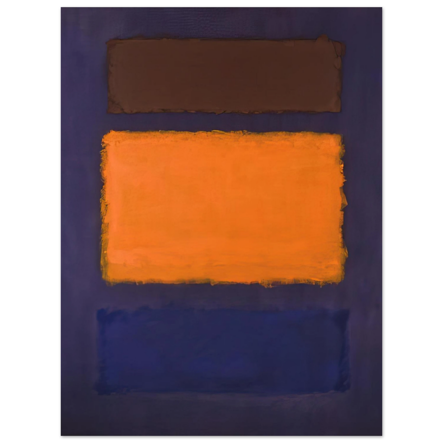 Mark Rothko - Brown, Orange, Blue on Maroon - c.1963 United States Wall Art - 60x80 cm / 24x32 inches - Premium Wooden Framed Poster With Fine Art Paper-canvas - Wood frame