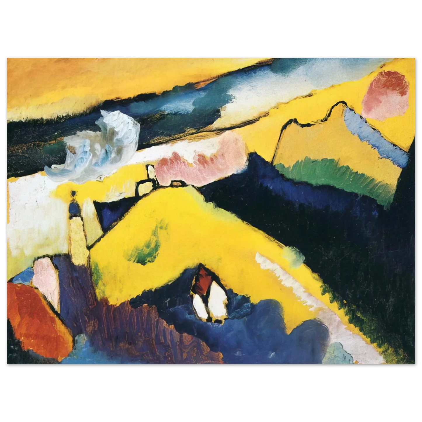 Wassily Kandinsky - MOUNTAIN LANDSCAPE WITH CHURCH 1910 Fine Art Poster - Default Title