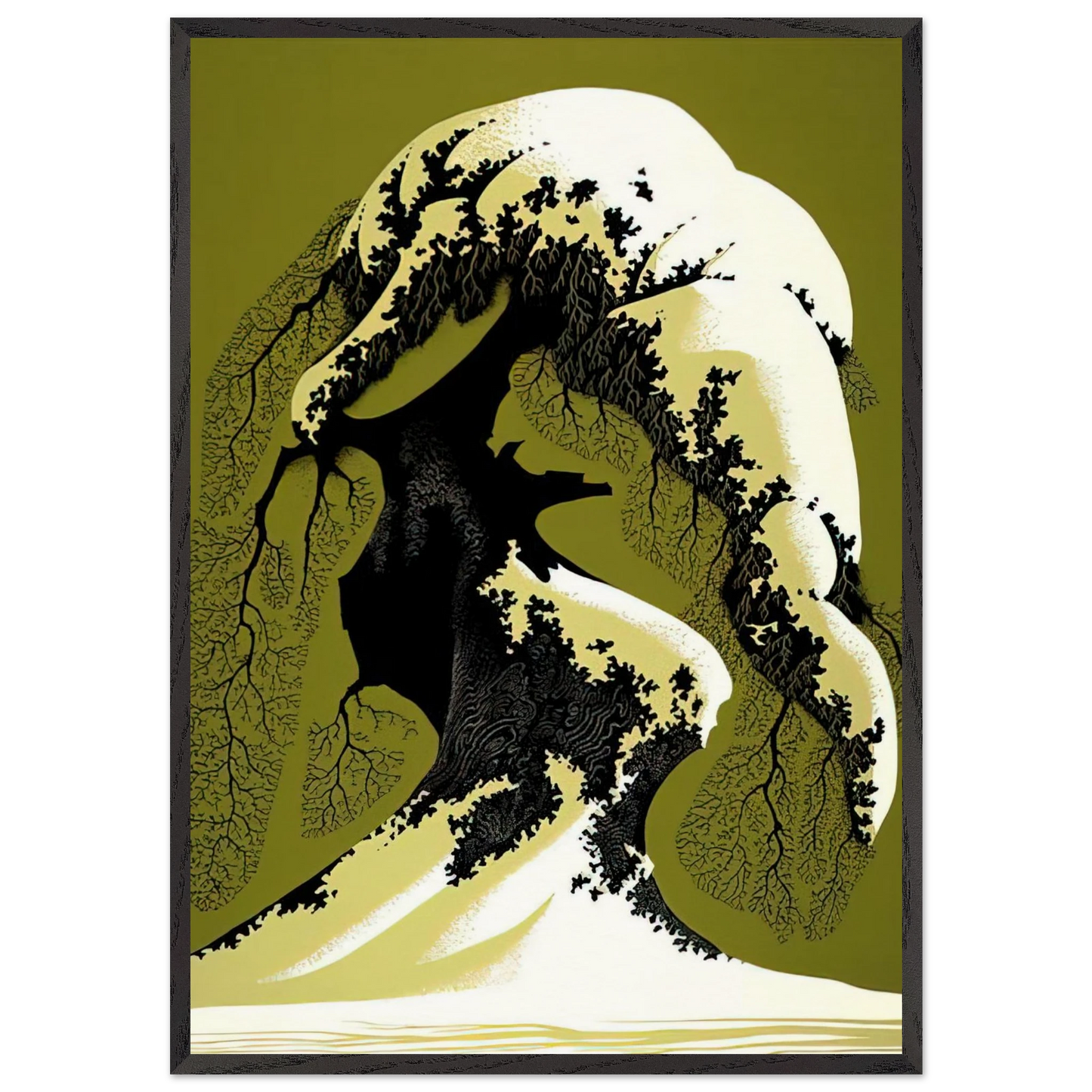 Snow Laden - Eyvind Earle 70x100 cm / 28x40 inches Framed Art Print – Black Wooden Frame