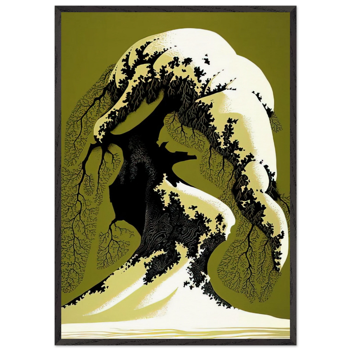 Snow Laden - Eyvind Earle 70x100 cm / 28x40 inches Framed Art Print – Black Wooden Frame