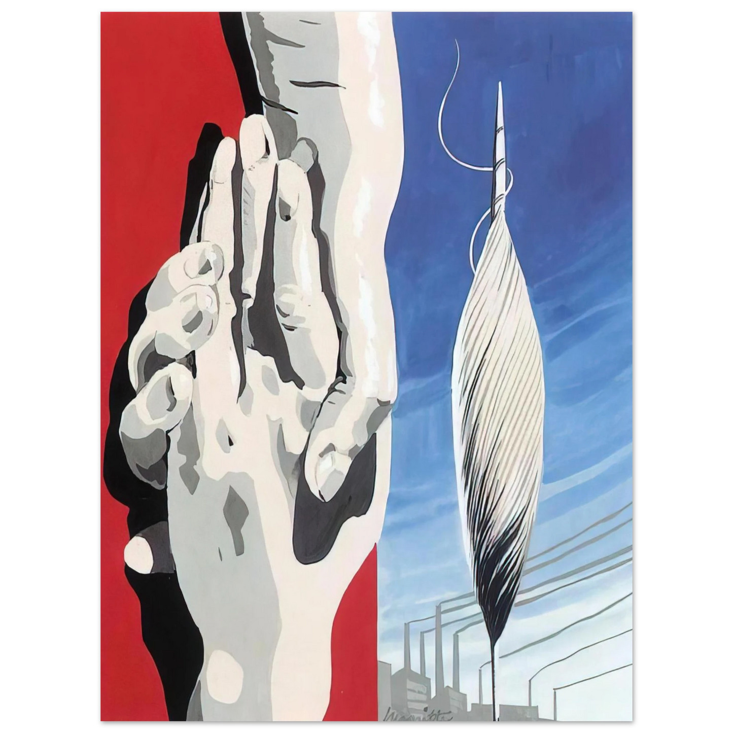 Rene Magritte - PROJECT OF POSTER THE CENTER OF TEXTILE WORKERS IN BELGIUM 1938 1 Fine Art Poster - Default Title