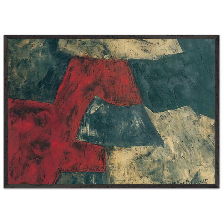 Composition - 1958 N2 - Serge Poliakoff 70x100 cm / 28x40 inches Framed Art Print – Black Wooden Frame
