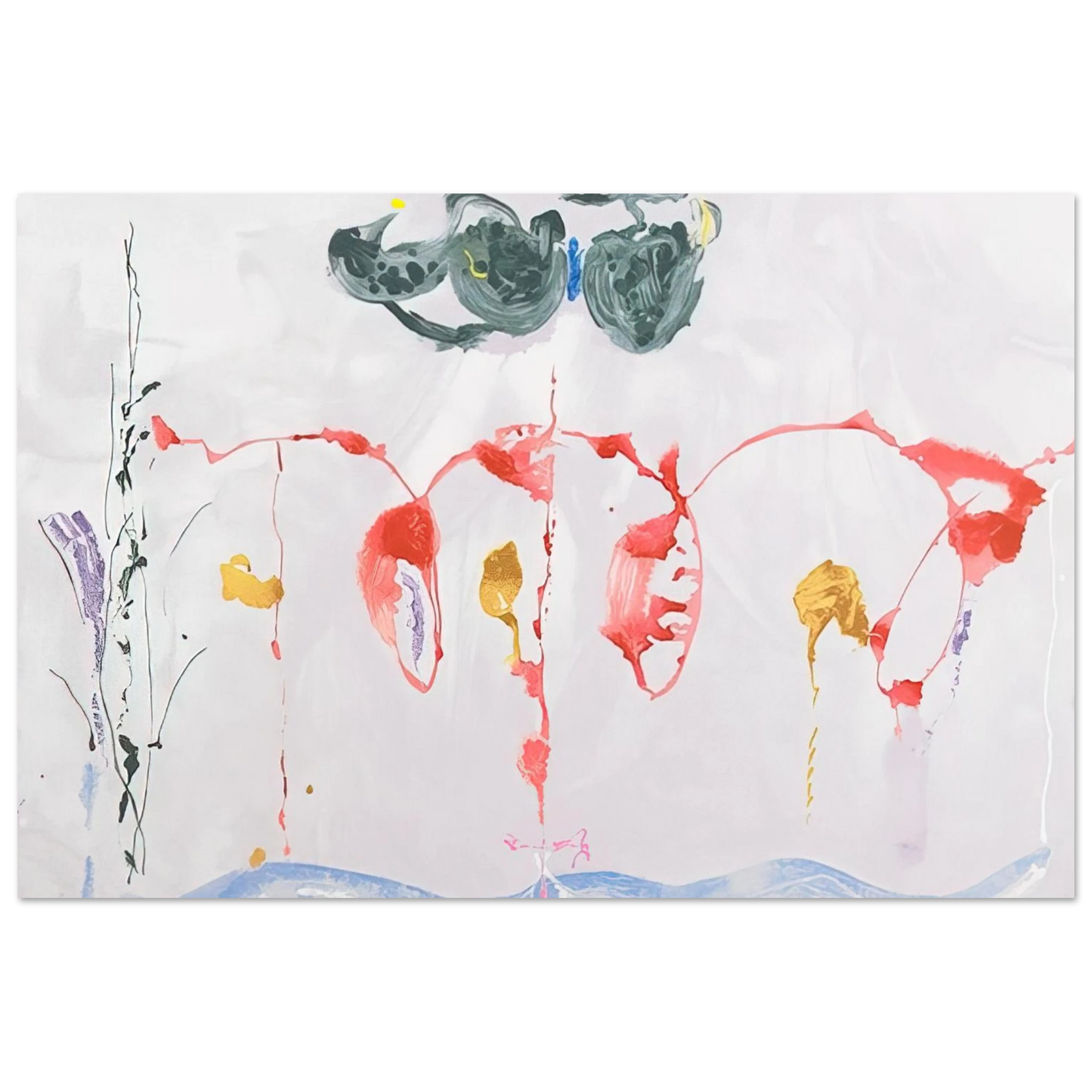 Helen Frankenthaler - Aerie - 2009 Wall art - 50x70 cm / 20x28 inches - Premium Wooden Framed Poster With Fine Art Paper - White frame